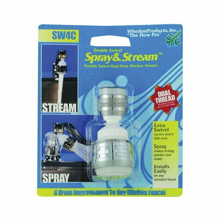 WHEDON PRODUCTS Whedon Spray&Stream SW4F/C Aerator Male x Female, Brass/Plastic, Chrome Plated, 2.2 gpm SW4C